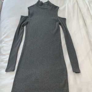 Mock neck grey sweater dress